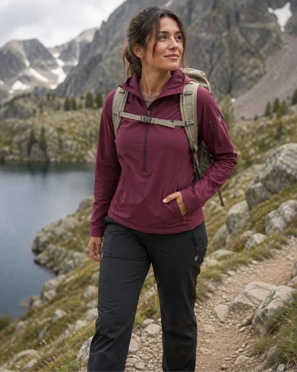 Kuhl Womens Travrse Burgundy Half Zip Windbreaker Jacket Size XS